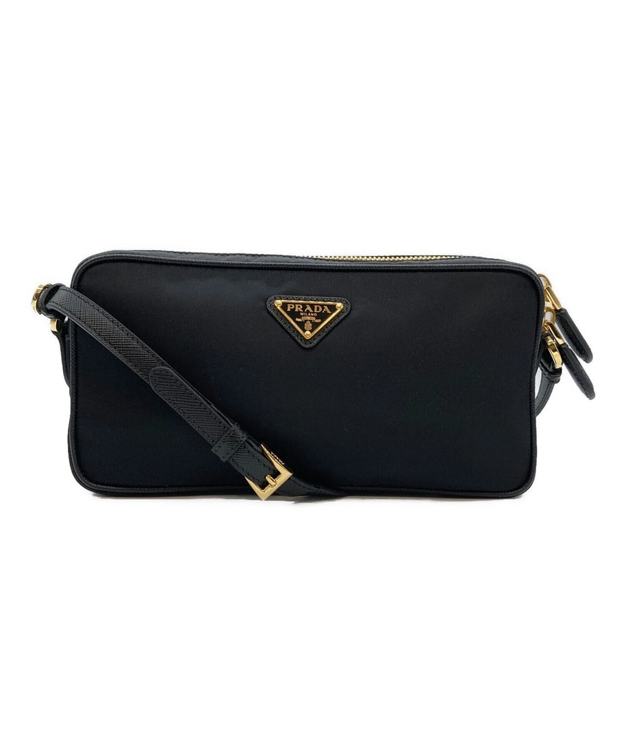 PRADA SHOULDER BAG: PRADA Shoulder Bag Brand: PRADA Type: Handbag Material: none Color: Black Size: H:11cm / W:21.5cm / D:4cm Accessories: None Accessories Notice: When purchasing pre-owned goods, please refe