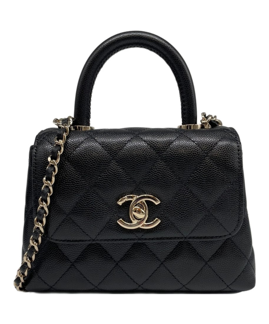 CHANEL COCO HANDLE EXTRA MINI: CHANEL Coco Handle Extra Mini Brand: CHANEL Type: Handbag Material: Caviar Skin Color: Black Size: H:12.0cm / W:16.0cm / D:4.0cm [ Handle size ] 6.0cm Accessories: None Accessories Notice: