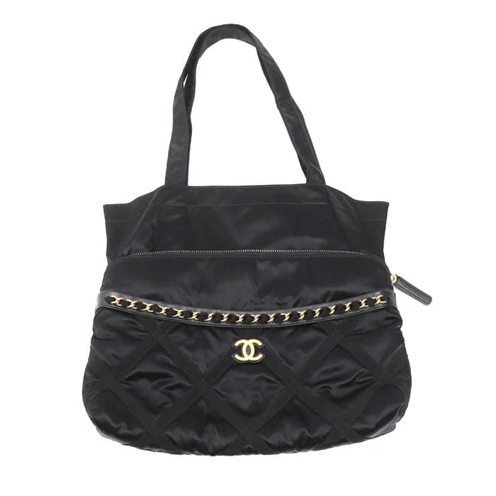 CHANEL MATELASSÉ GROSGRAIN 2WAY BAG TOTE BAG: CHANEL Matelassé Grosgrain 2WAY Bag Tote Bag Brand: CHANEL Type: Handbag Material: Nylon Color: Black Size: W26cm x H17cm x D6.5cm Handle: 44cm Accessories: None Accessories Notice: When p