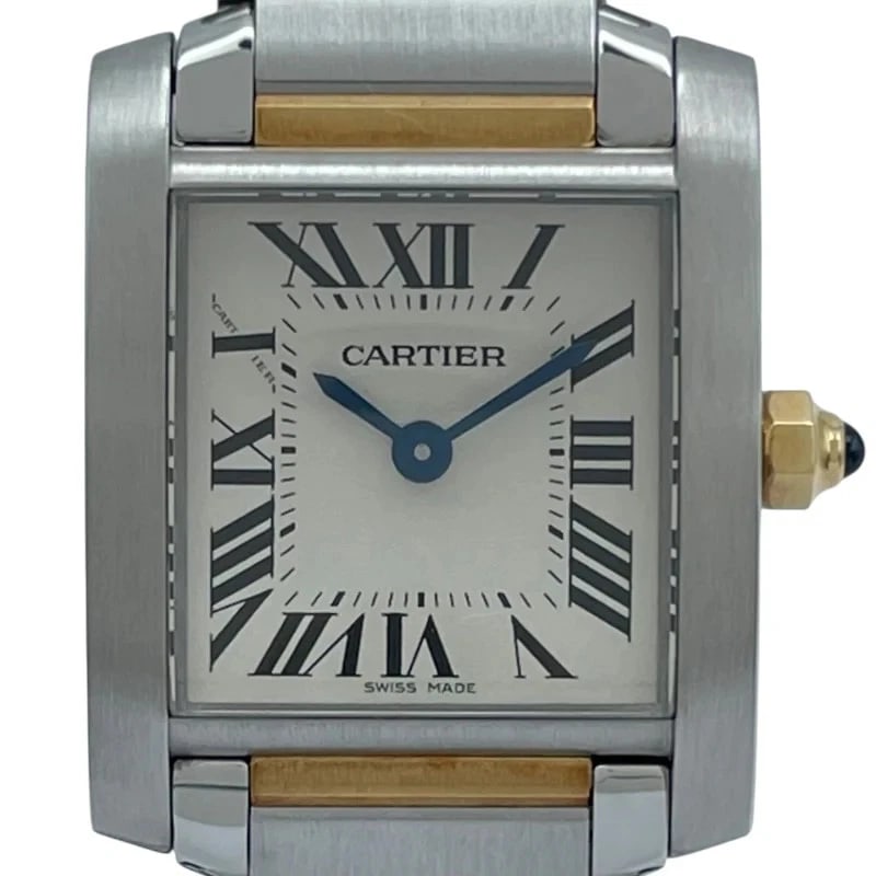 CARTIER TANK FRANÇAISE WHITE YG/SS WATCH: Cartier Tank Française White YG/SS WATCH Brand: Cartier Type: Wrist watch Material: YG/SS Color: Dial Color White Size: [ Case size ] / Case shape: Rectangular face / Case width: 20.3mm /
