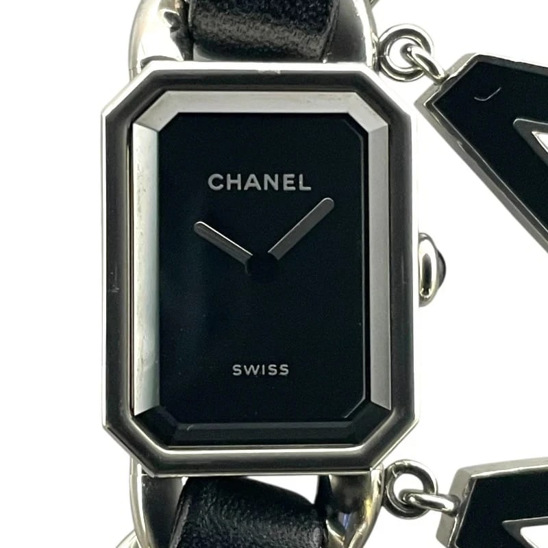CHANEL PREMIERE BLACK WATCH: Chanel Premiere Black WATCH Brand: CHANEL Type: Wrist watch Material: SS Color: Dial Color Black Size: [ Case size ] / Case width: 15.1mm / Case height: 19.7mm / Case thickness: 7.6mm 