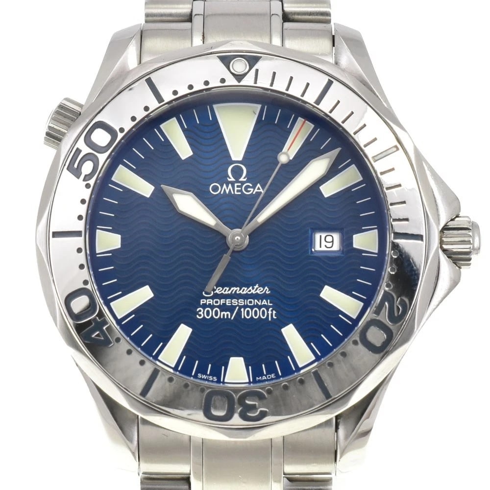 OMEGA SEAMASTER WATCH: OMEGA Seamaster Watch Brand: OMEGA Type: Wristwatch Material: Band Material Stainless Steel, Case Material Stainless Steel Color: Dial Color blue Size: Case size About 41mm (1.6inch) (not includin
