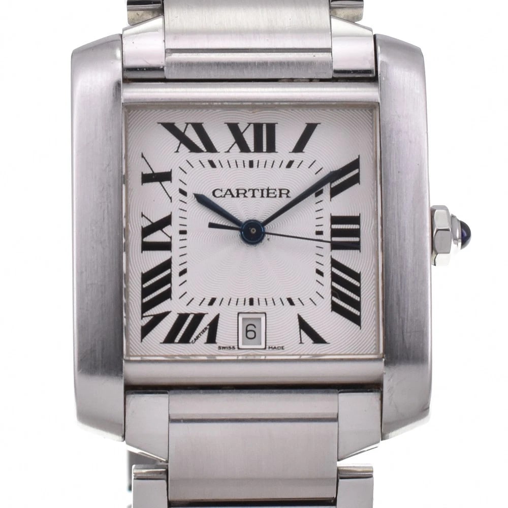 CARTIER TANK FRANCAISE SILVER WATCH: CARTIER Tank francaise Silver Watch Brand: CARTIER Type: Wristwatch Material: Band Material Stainless Steel, Case Material Stainless Steel Color: Dial Color silver Size: Case size About 28mm (1.1i