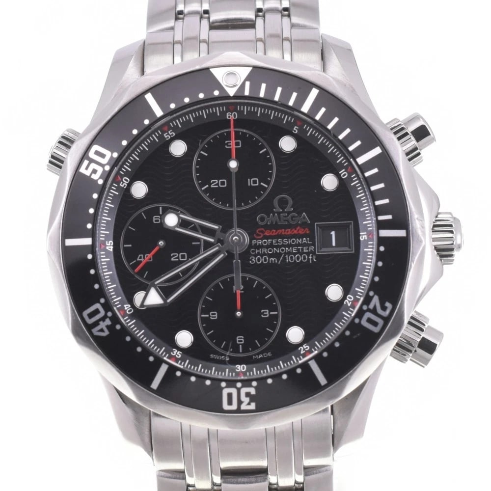 OMEGA SEAMASTER STAINLESS STEEL: OMEGA Seamaster Stainless Steel Brand: OMEGA Type: Wristwatch Material: Band Material Stainless Steel, Case Material Stainless Steel Color: Dial Color black Size: Case size About 42mm (1.7inch) (n