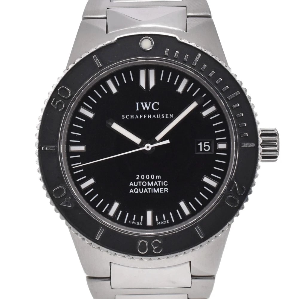 IWC SCHAFFHAUSEN WATCH: IWC SCHAFFHAUSEN watch Brand: IWC SCHAFFHAUSEN Type: Wristwatch Material: Band Material Stainless Steel, Case Material Stainless Steel Color: Dial Color black Size: Case size About 42mm (1.7inch)