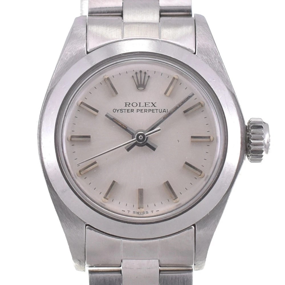 ROLEX OYSTER PERPETUAL WATCH: ROLEX Oyster perpetual Watch Brand: ROLEX Type: Wristwatch Material: Band Material Stainless Steel, Case Material Stainless Steel Color: Dial Color silver Size: Case size About 25mm (1.0inch) (not