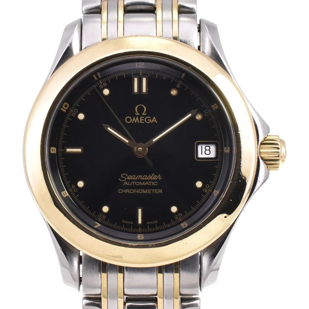 OMEGA SEAMASTER YG WATCH: OMEGA Seamaster YG Watch Brand: OMEGA Type: Wristwatch Material: Band Material Stainless Steel/Gold Plated, Case Material Stainless Steel/YG Color: Dial Color black Size: Case size About 37mm (1.5