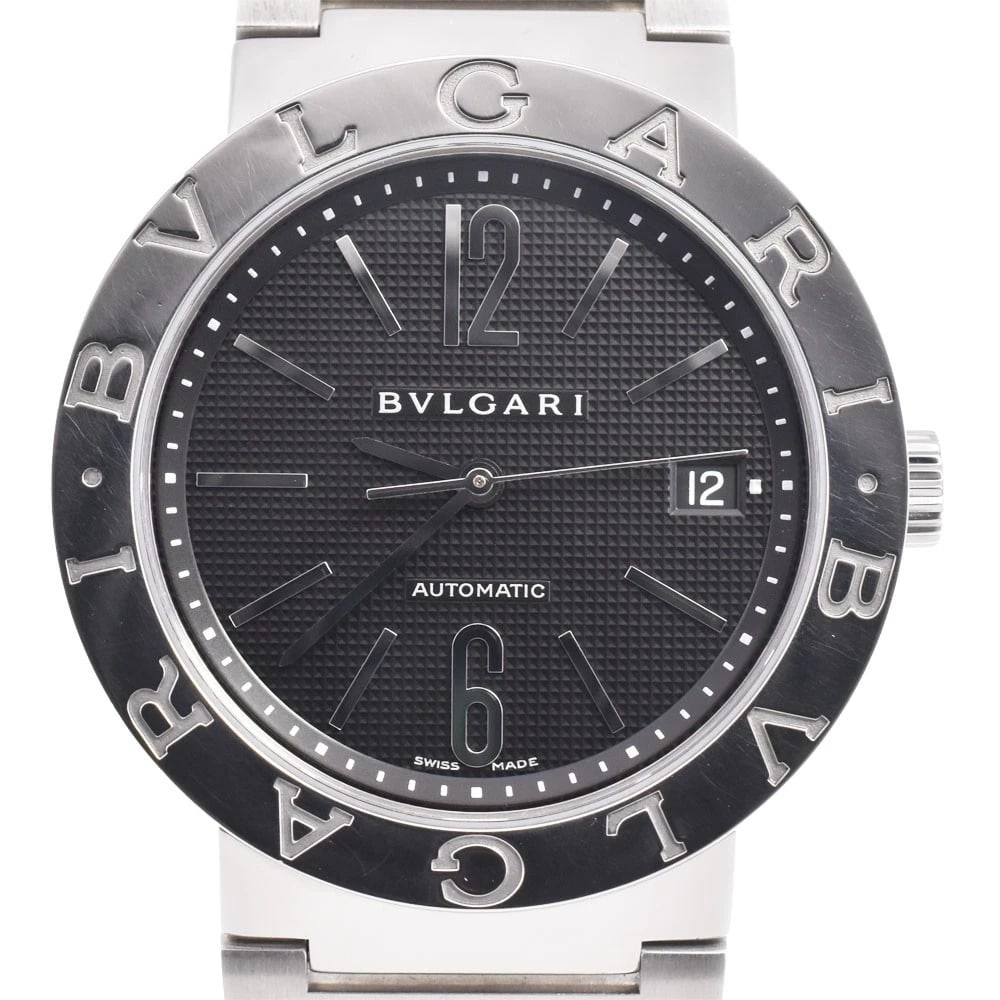 BVLGARI WATCH: BVLGARI Watch Brand: BVLGARI Type: Wristwatch Material: Band Material Stainless Steel, Case Material Stainless Steel Color: Dial Color black Size: Case size About 38mm (1.5inch) (not including the