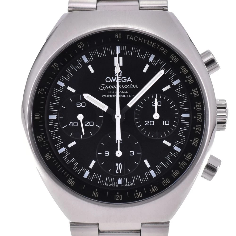 OMEGA SPEEDMASTER CO AXIAL: OMEGA Speedmaster Co Axial Brand: OMEGA Type: Wristwatch Material: Band Material Stainless Steel, Case Material Stainless Steel Color: Dial Color black Size: Case size About 42.5mm (1.7inch)