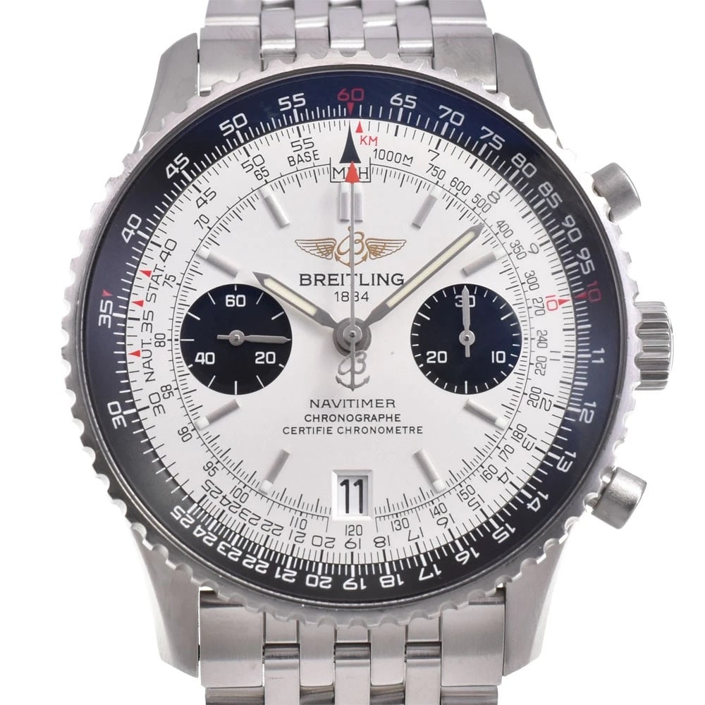 BREITLING STAINLESS STEEL WATCH: BREITLING stainless steel watch Brand: BREITLING Type: Wristwatch Material: Band Material Stainless Steel, Case Material Stainless Steel Color: Dial Color silver Size: Case size About 41mm (1.6inc
