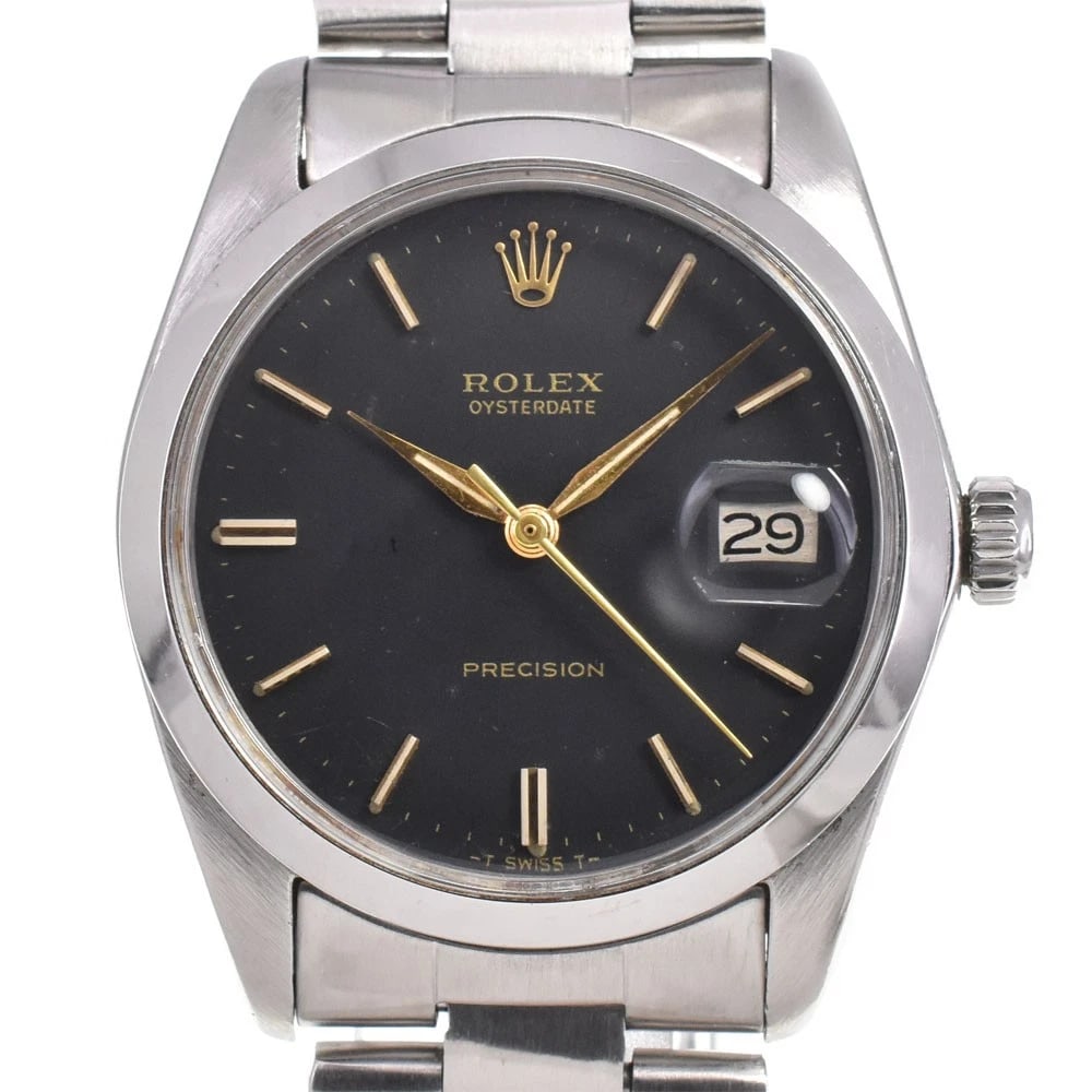ROLEX OYSTER WATCH: ROLEX Oyster Watch Brand: ROLEX Type: Wristwatch Material: Band Material Stainless Steel, Case Material Stainless Steel Color: Dial Color black Size: Case size About 35mm (1.4inch) (not including