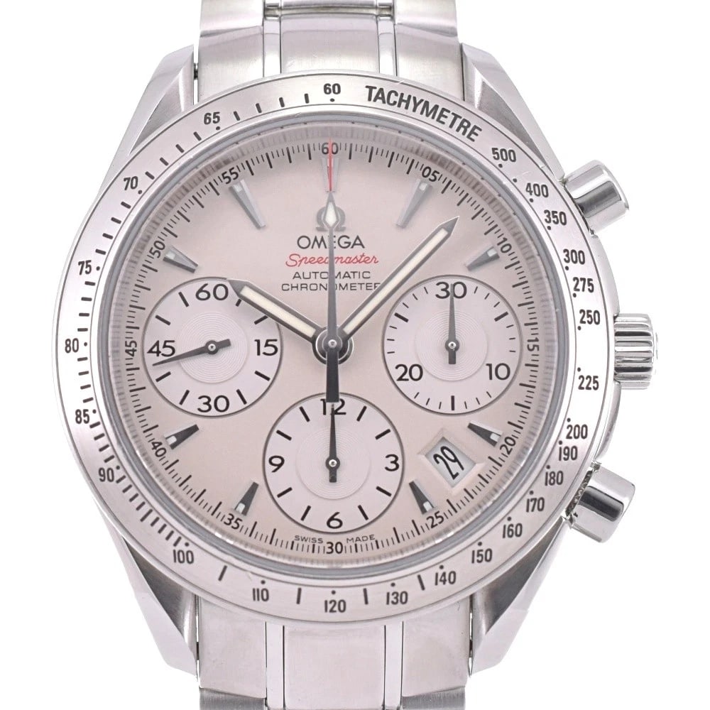 OMEGA SPEEDMASTER CHRONOGRAPH: OMEGA Speedmaster Chronograph Brand: OMEGA Type: Wristwatch Material: Band Material Stainless Steel, Case Material Stainless Steel Color: Dial Color silver Size: Case size About 40mm (1.6inch) (no