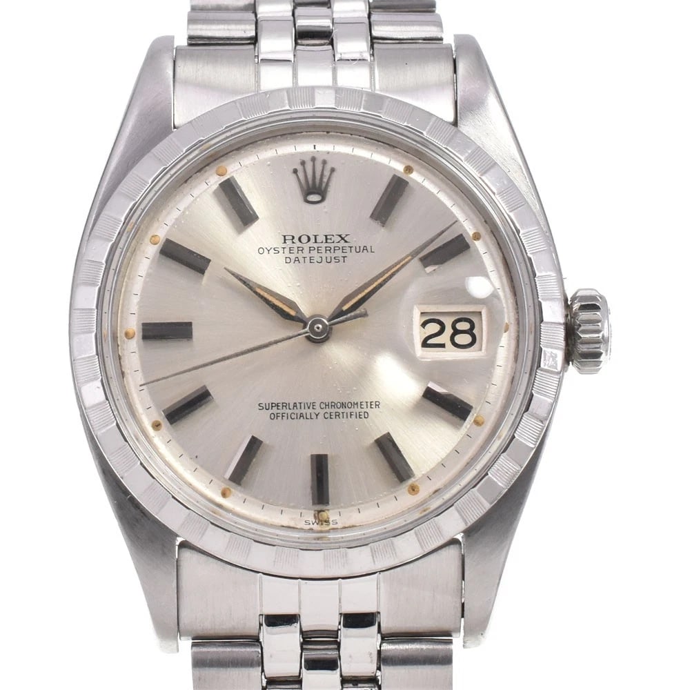 ROLEX DATEJUST SILVER WATCH: ROLEX DATEJUST Silver Watch Brand: ROLEX Type: Wristwatch Material: Band Material Stainless Steel, Case Material Stainless Steel Color: Dial Color silver Size: Case size About 36mm (1.4inch)
