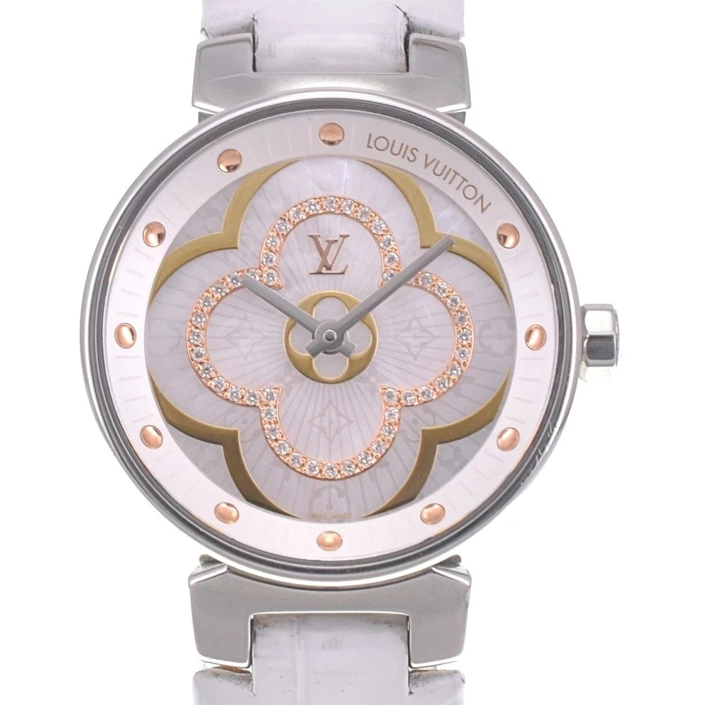 LOUIS VUITTON WATCH: LOUIS VUITTON Watch Brand: LOUIS VUITTON Type: Wristwatch Material: Band Material leather, Case Material Stainless Steel Color: Dial Color white shell Size: Case size About 28mm (1.1inch) (not inc