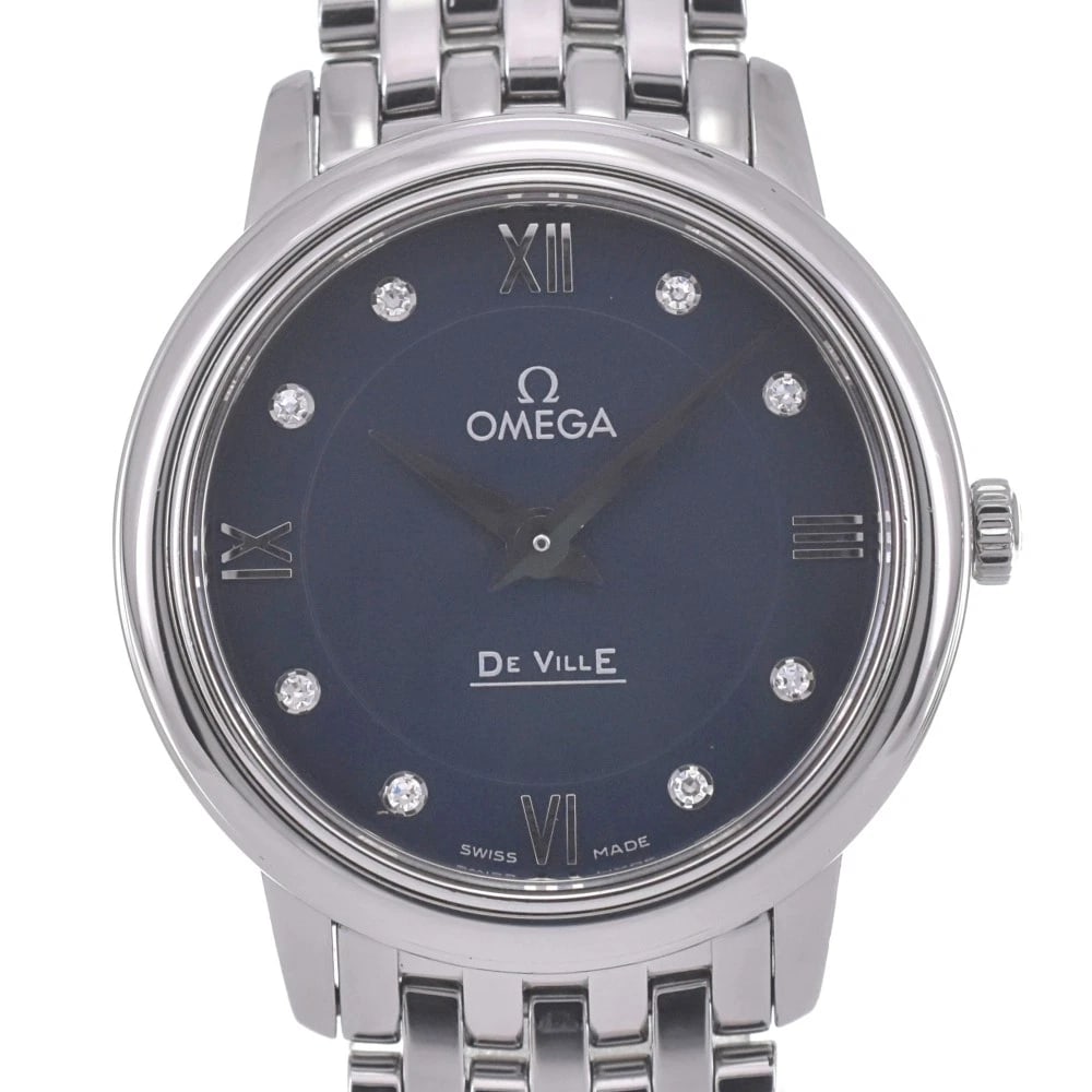 OMEGA DIAMOND STAINLESS STEEL: OMEGA diamond Stainless Steel Brand: OMEGA Type: Wristwatch Material: Band Material Stainless Steel, Case Material Stainless Steel Color: Dial Color blue Size: Case size About 27mm (1.1inch)