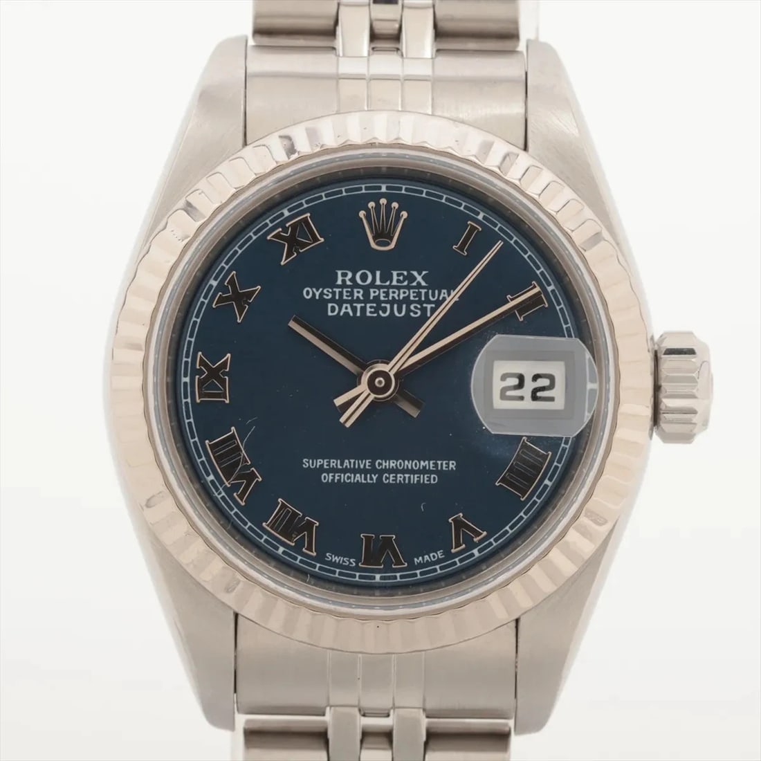 ROLEX DATEJUST SS×WG BLUE: Rolex Datejust SS×WG blue Brand: Rolex Type: Wristwatch Material: SS×WG Color: Dial Color blue Size: Case:W0.8 x H0.8inch / W26 x H26Circumference of Wrist:5.5inch / 14 Accessories: None A