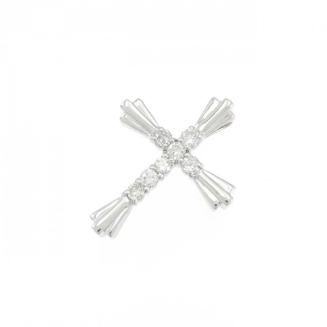 K18WG CROSS DIAMOND PENDANT: K18WG Cross Diamond Pendant Brand: Unbranded Type: Diamond Pendant/Brooch Material: K18 white gold, Main Stone/Creation Natural Color: White Gold Size: Actual Size Approx. height x width: