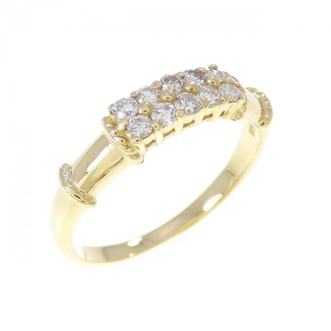 K18YG DIAMOND RING: K18YG Diamond Ring Brand: Unbranded Type: Diamond Ring Material: K18 yellow gold, Main Stone/Creation Natural Color: Yellow Gold Size: US 5 1/4 Accessories: None Accessories Notice: When