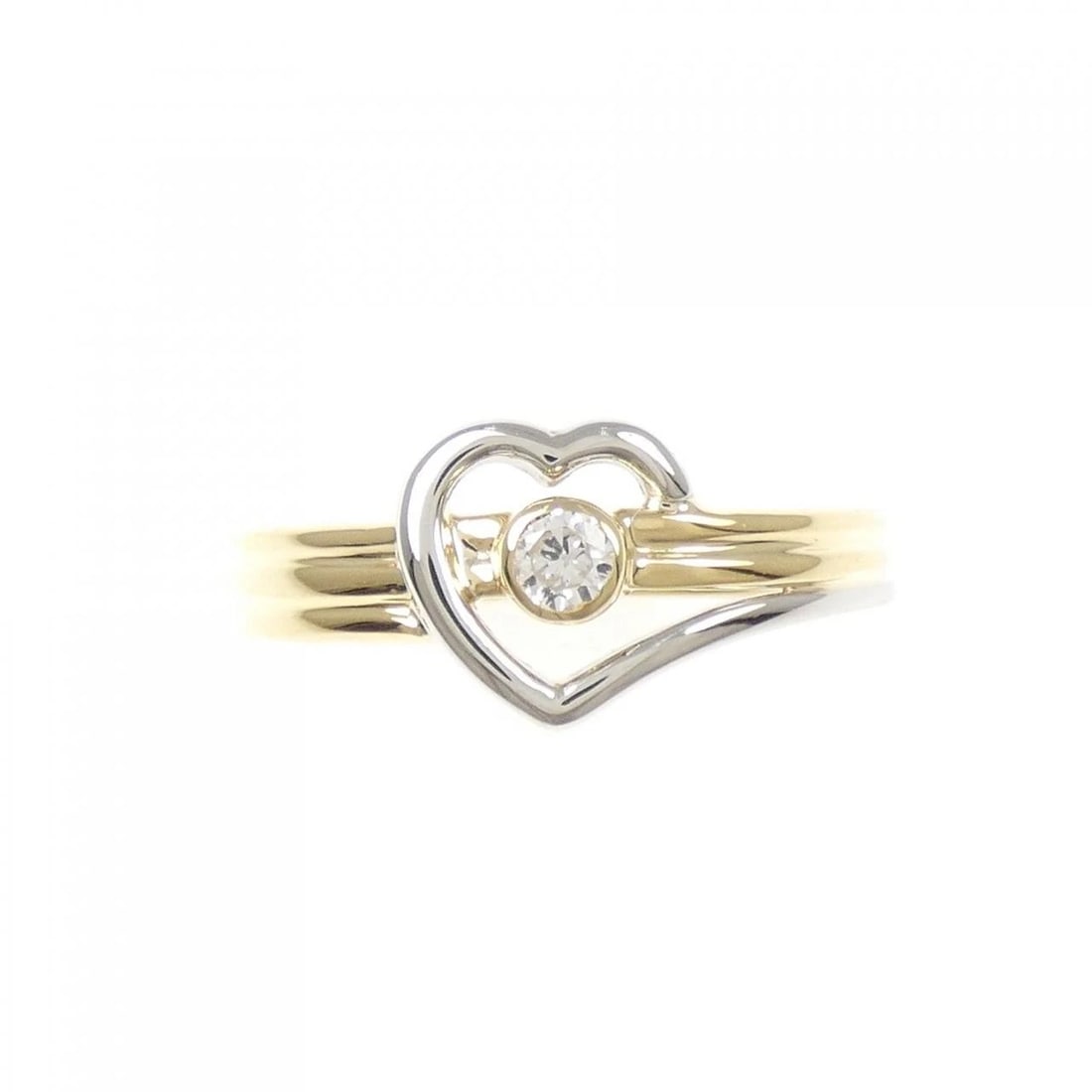 K18YG/PT900 HEART DIAMOND RING: K18YG/PT900 Heart Diamond Ring Brand: Unbranded Type: Diamond Ring Material: 18k yellow gold / Platinum 900, Main Stone/Creation Natural Color: Yellow Gold Size: US 6 1/4 Accessories: None