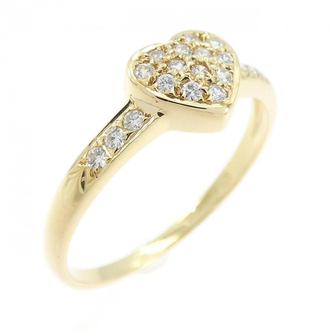 750YG HEART DIAMOND RING: 750YG Heart Diamond Ring Brand: Unbranded Type: Diamond Ring Material: 750 yellow gold, Main Stone/Creation Natural Color: yellow gold Size: US 6 1/4 Accessories: None Accessories Notice: