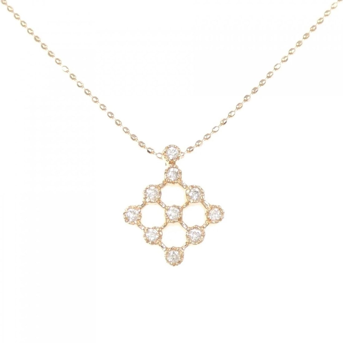 K18PG DIAMOND NECKLACE: K18PG Diamond Necklace Brand: Unbranded Type: Diamond Necklace Material: K18 Pink Gold, Main Stone/Creation Natural Color: Pink Gold Size: 40cmActual Size Pendant length approx. x width