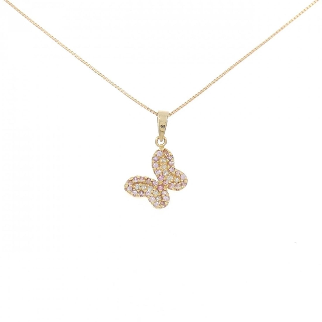 K18PG BUTTERFLY SAPPHIRE NECKLACE: K18PG Butterfly Sapphire Necklace Brand: Unbranded Type: Sapphire Necklace Material: K18 Pink Gold, Main Stone/Creation SapphireSecondaryStone Natural Color: Pink Gold Size: 45cmActual Size