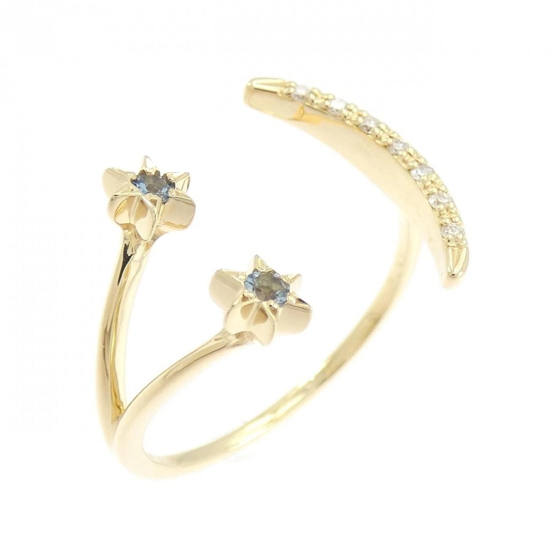STAR JEWELRY AQUAMARINE RING: Star Jewelry Aquamarine Ring Brand: STAR JEWELRY Type: Star Jewelry Ring Material: K18 yellow gold, Main Stone/Creation Aquamarine Color: Yellow Gold Size: US 6 1/2 Accessories: None