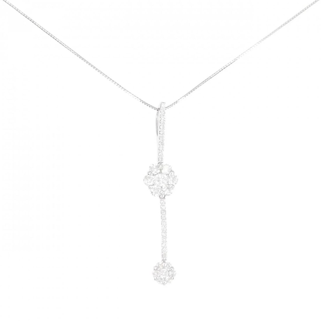 K18WG 2WAY FLOWER DIAMOND NECKLACE: K18WG 2WAY Flower Diamond Necklace Brand: Unbranded Type: Diamond Necklace Material: K18 white gold, Main Stone/Creation Natural Color: White Gold Size: 45cmActual Size Pendant length approx.