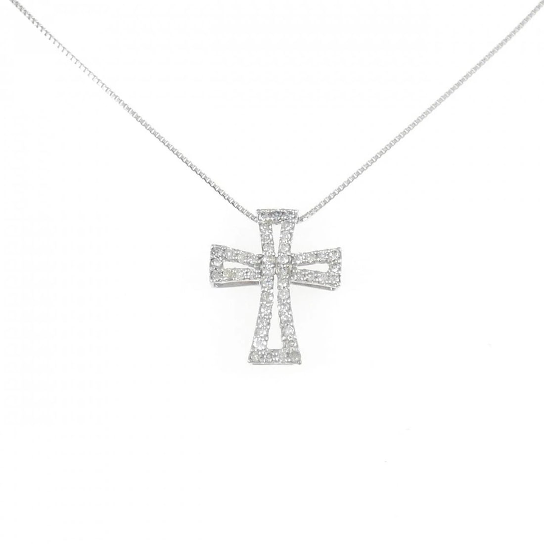 K18WG CROSS DIAMOND NECKLACE: K18WG Cross Diamond Necklace Brand: Unbranded Type: Diamond Necklace Material: K18 white gold, Main Stone/Creation Natural Color: white gold Size: Actual Size Pendant length approx. x width