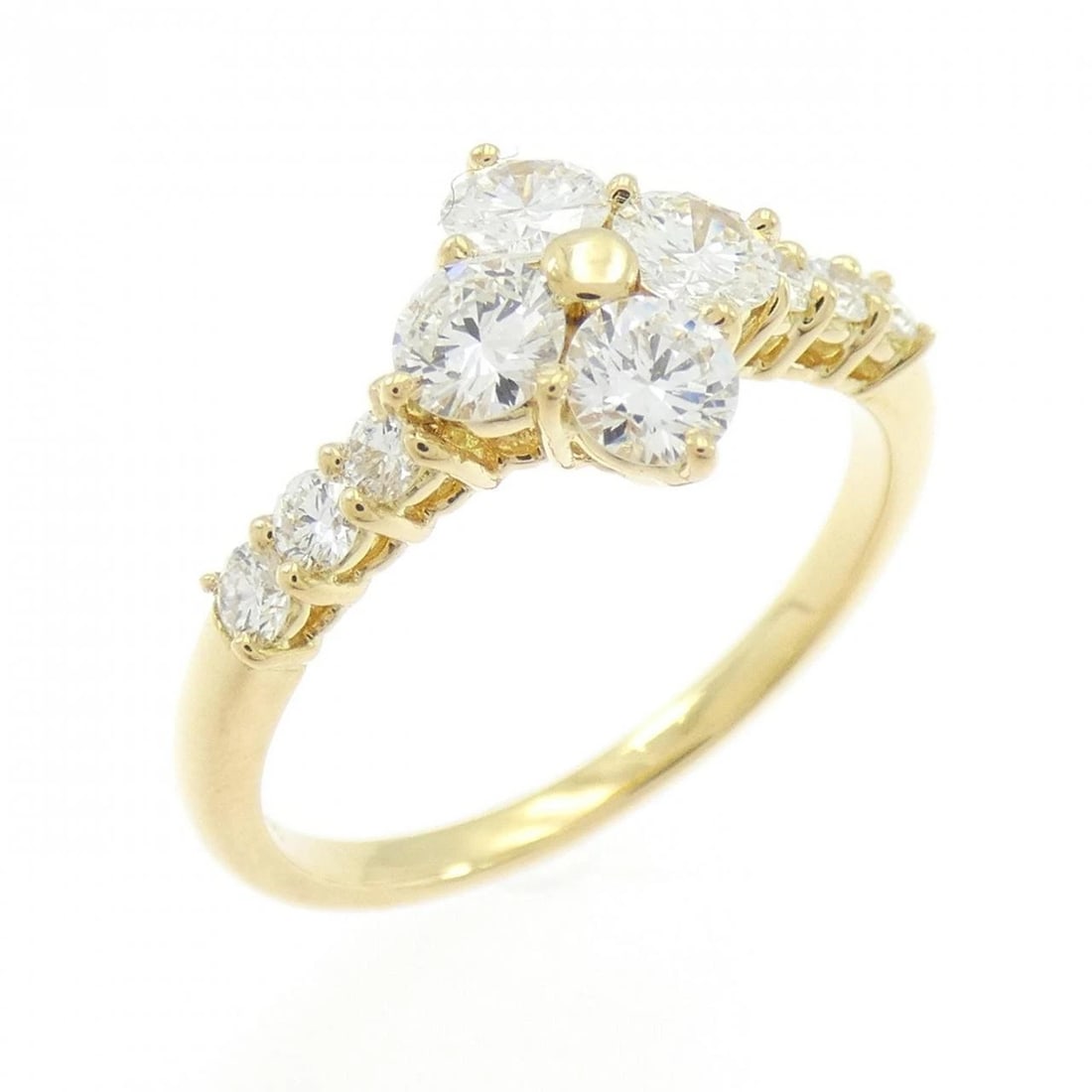 750YG FLOWER DIAMOND RING: 750YG Flower Diamond Ring Brand: Unbranded Type: Diamond Ring Material: 750 yellow gold, Main Stone/Creation Natural Color: yellow gold Size: US 6 Accessories: None Accessories Notice: When