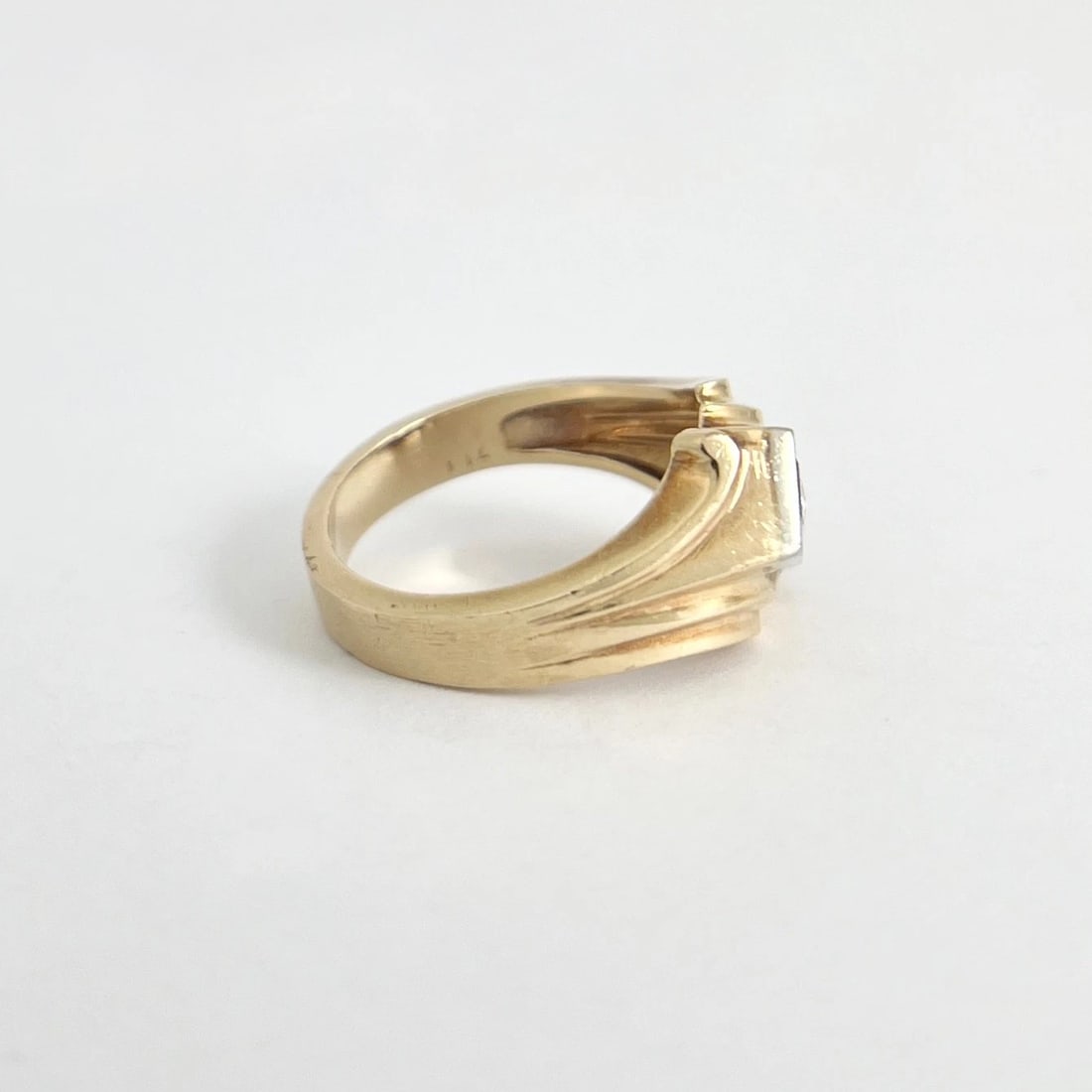 RUBY DIAMOND ASYMMETRICAL STATEMENT RING 14K YELLOW GOLD - 2