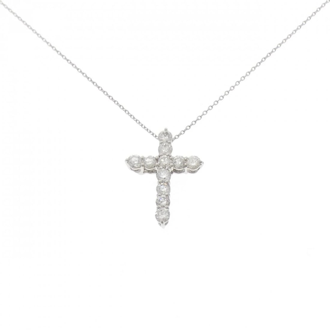 PT900/PT850 CROSS DIAMOND NECKLACE: PT900/PT850 Cross Diamond Necklace Brand: Unbranded Type: Diamond Necklace Material: PT900/PT850, Color: platinum Size: Actual Size Pendant length approx. x width approx.: 20.6mmx15.1mm Chain