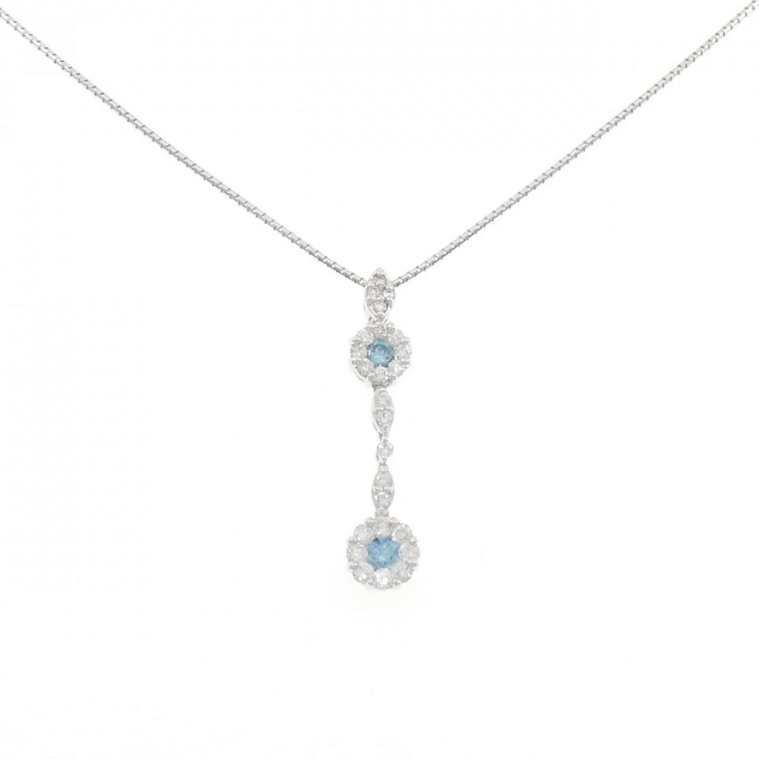 K18WG DIAMOND NECKLACE: K18WG Diamond Necklace Brand: Unbranded Type: Diamond Necklace Material: K18WG, Color: white Size: Actual Size Pendant length approx. x width approx.: 33.0mmx7.1mm Chain maximum width approx.: