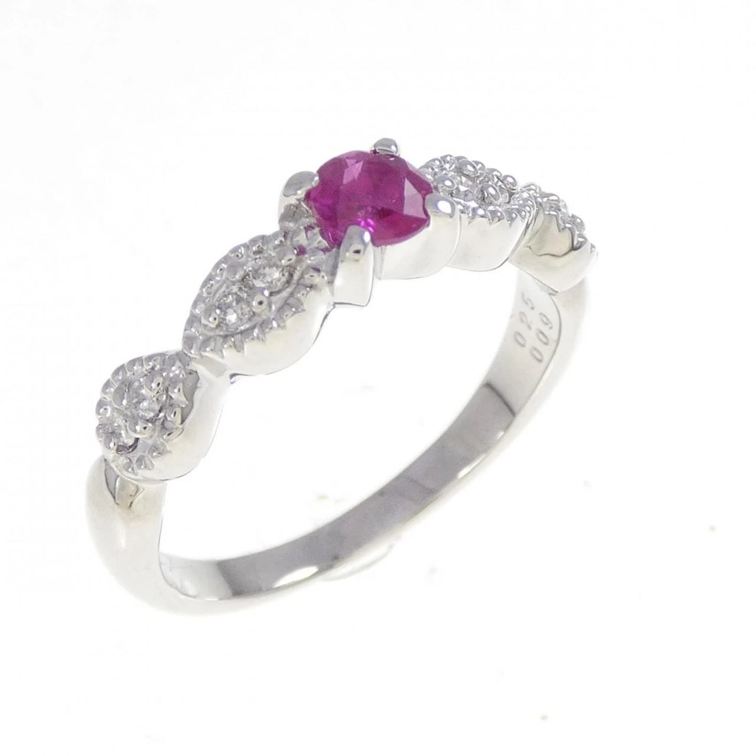 PT900 RUBY RING: PT900 Ruby Ring Brand: Unbranded Type: Ruby Ring Material: PT900, Main Stone/Creation Ruby Color: platinum Size: US 6 1/4 Accessories: None Accessories Notice: When purchasing pre-owned