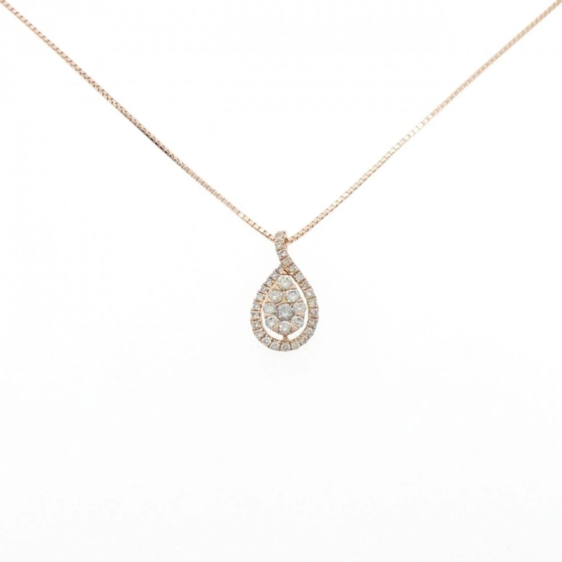 K18PG DIAMOND NECKLACE: K18PG Diamond Necklace Brand: Unbranded Type: Diamond Necklace Material: K18PG, Color: pink Size: Actual Size Pendant length approx. x width approx.: 14.2mmx7.8mm Chain maximum width approx.: