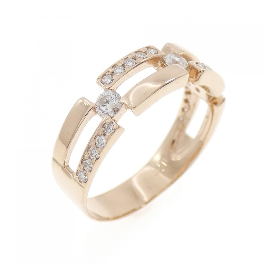 K18PG DIAMOND RING: K18PG Diamond Ring Brand: Unbranded Type: Diamond Ring Material: K18PG, Color: pink Size: US 5 3/4 Accessories: None Accessories Notice: When purchasing pre-owned goods, please refer to the