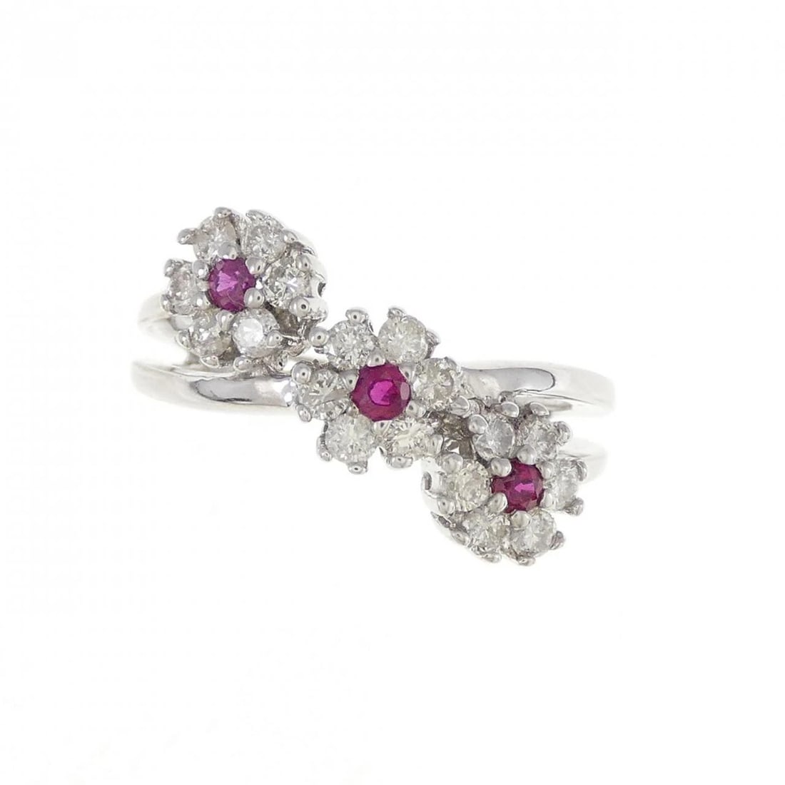 K18WG FLOWER RUBY RING - 2