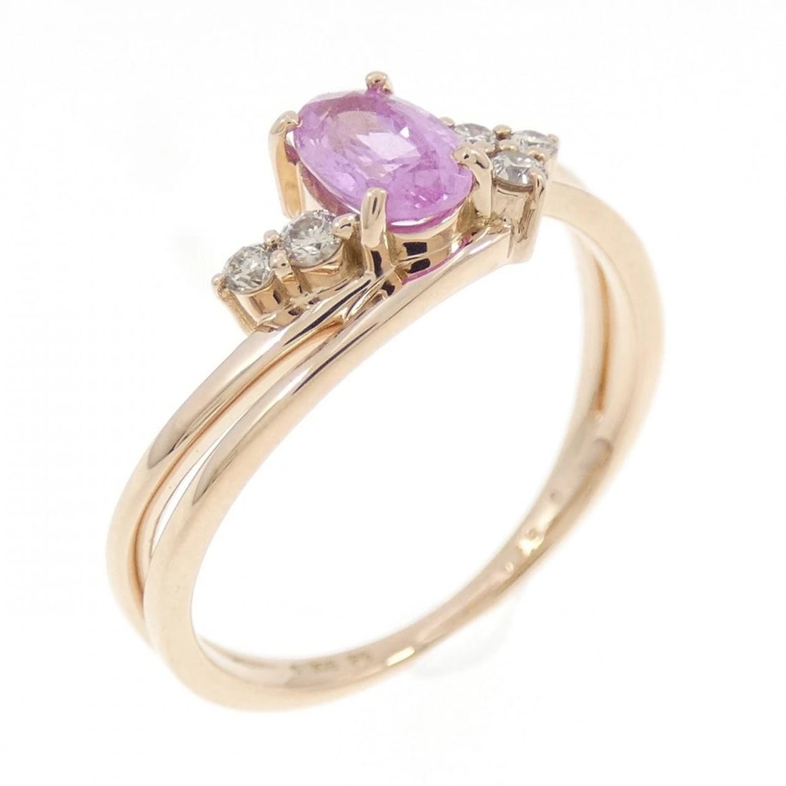 K18PG SAPPHIRE RING: K18PG Sapphire Ring Brand: Unbranded Type: Sapphire Ring Material: K18PG, Main Stone/Creation Sapphire Color: pink Size: US 5 3/4 Accessories: None Accessories Notice: When purchasing