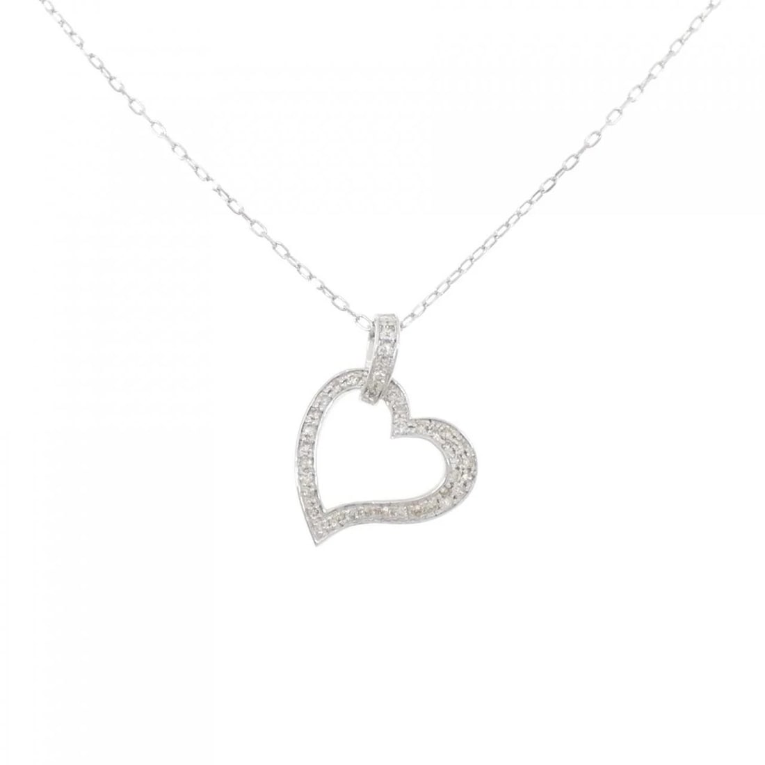 K18WG HEART DIAMOND NECKLACE: K18WG Heart Diamond Necklace Brand: Unbranded Type: Diamond Necklace Material: K18WG, Color: white Size: Actual Size Pendant length approx. x width approx.: 18.1mmx13.9mm Chain maximum width