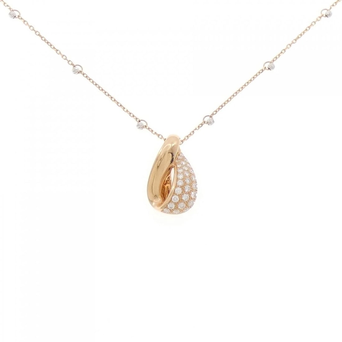 K18PG K18WG DIAMOND NECKLACE: K18PG K18WG Diamond Necklace Brand: Unbranded Type: Necklace Material: K18PG, Color: pink Size: ActualSize Pendant top H x W: 20.3mmx12.5mm Chain Max. W: 1.1mm Accessories: None Accessories