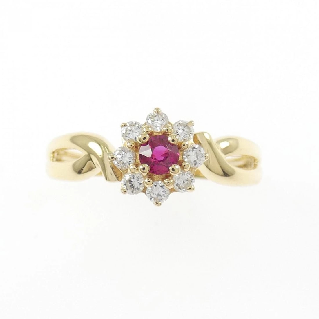 K18YG FLOWER RUBY RING - 2
