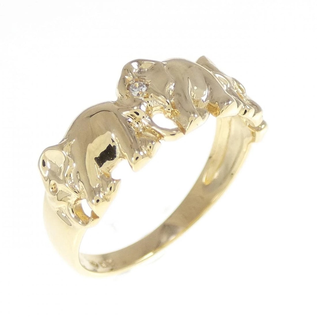 K18YG ELEPHANT DIAMOND RING: K18YG Elephant Diamond Ring Brand: Unbranded Type: Ring Material: K18YG, Color: yellow Size: 5.5 -6 (US size) Accessories: None Accessories Notice: When purchasing pre-owned goods, please