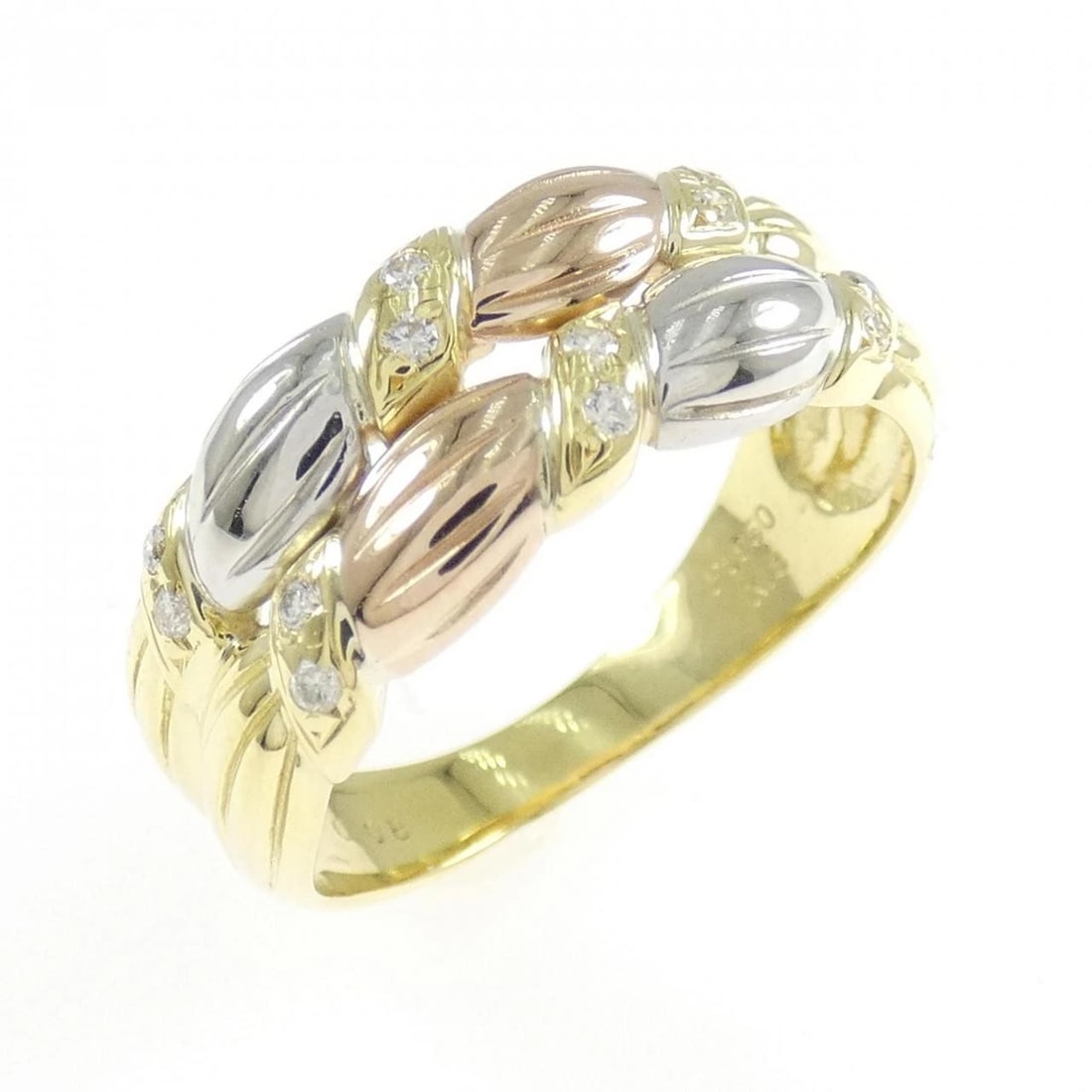 K18YG/PT950/K18PG DIAMOND RING: K18YG/PT950/K18PG Diamond Ring Brand: Unbranded Type: Diamond Ring Material: K18YG, Color: yellow Size: US 6 1/2 Accessories: None Accessories Notice: When purchasing pre-owned goods, plea