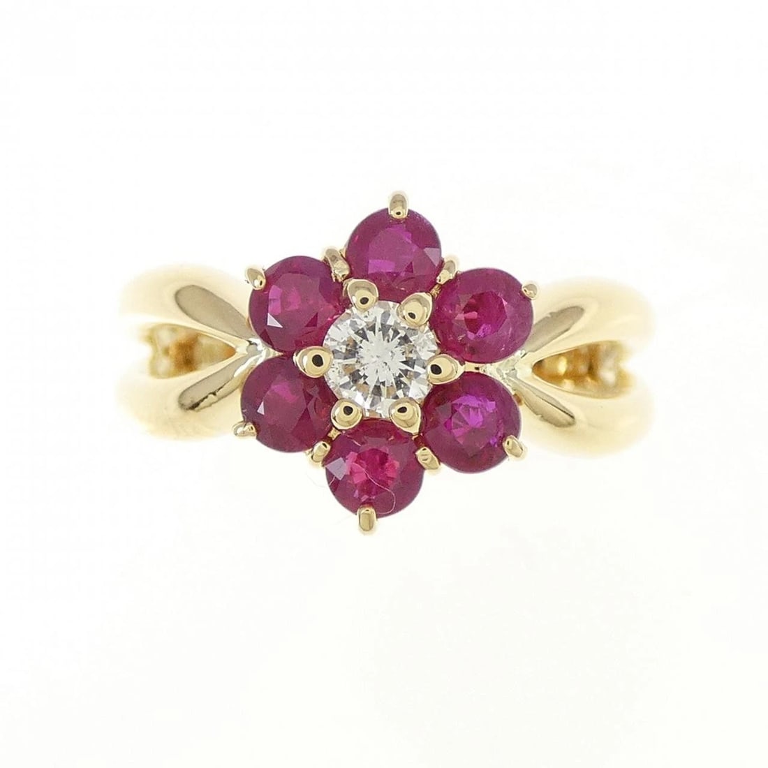 K18YG FLOWER RUBY RING - 2