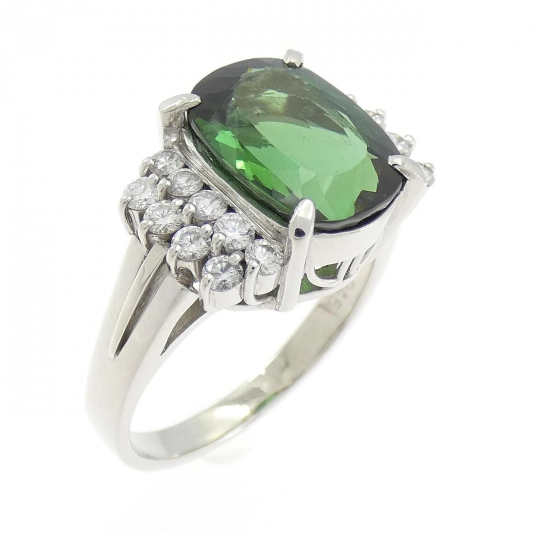 PT900 TOURMALINE RING: PT900 Tourmaline Ring Brand: Unbranded Type: Tourmaline Ring Material: PT900, Color: platinum Size: US 8.5 Accessories: None Accessories Notice: When purchasing pre-owned goods, please ref