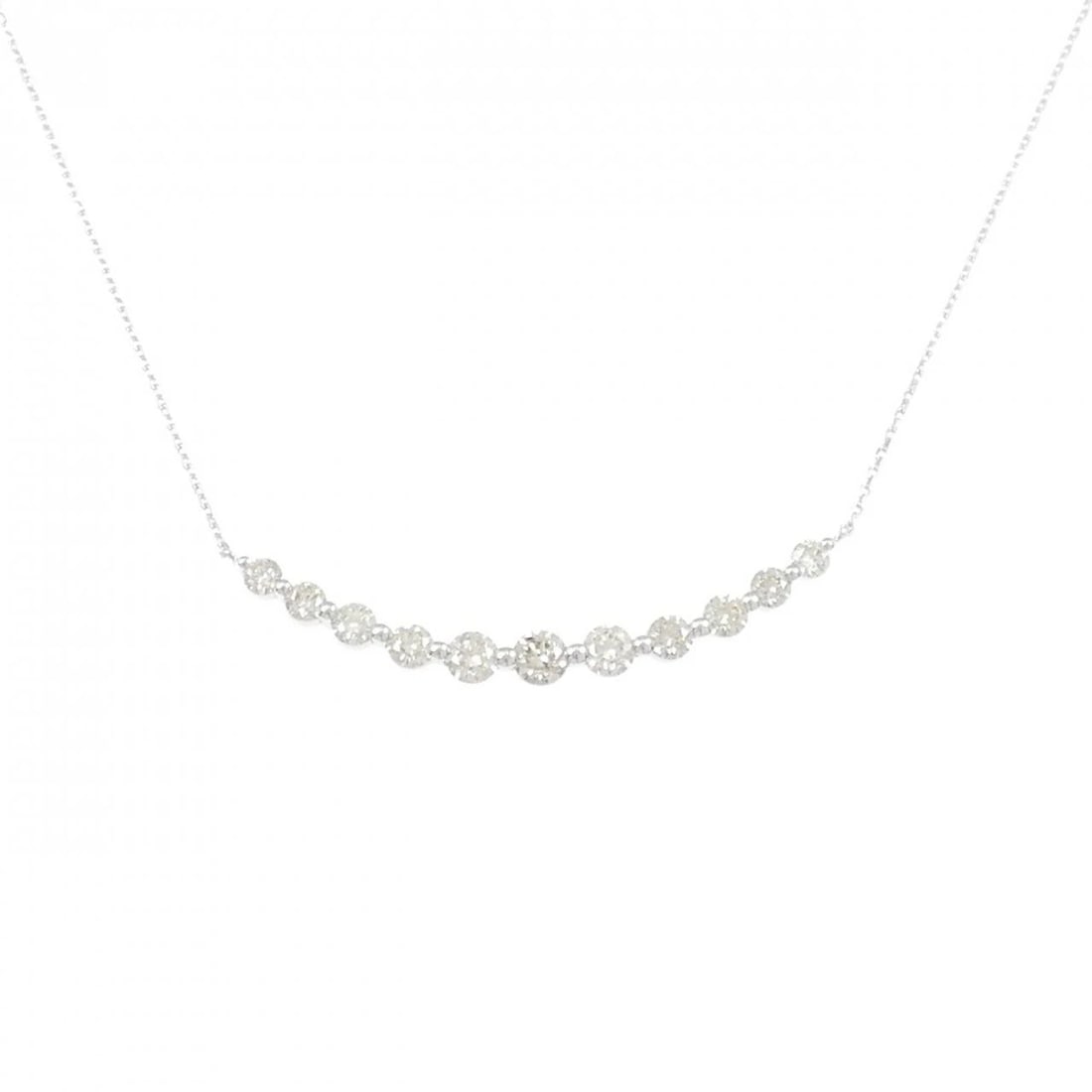 K18WG DIAMOND NECKLACE: K18WG Diamond Necklace Brand: Unbranded Type: Diamond Necklace Material: K18WG, Color: white Size: Actual Size Pendant length approx. x width approx.: 3.5mmx36.8mm Chain maximum width approx.: