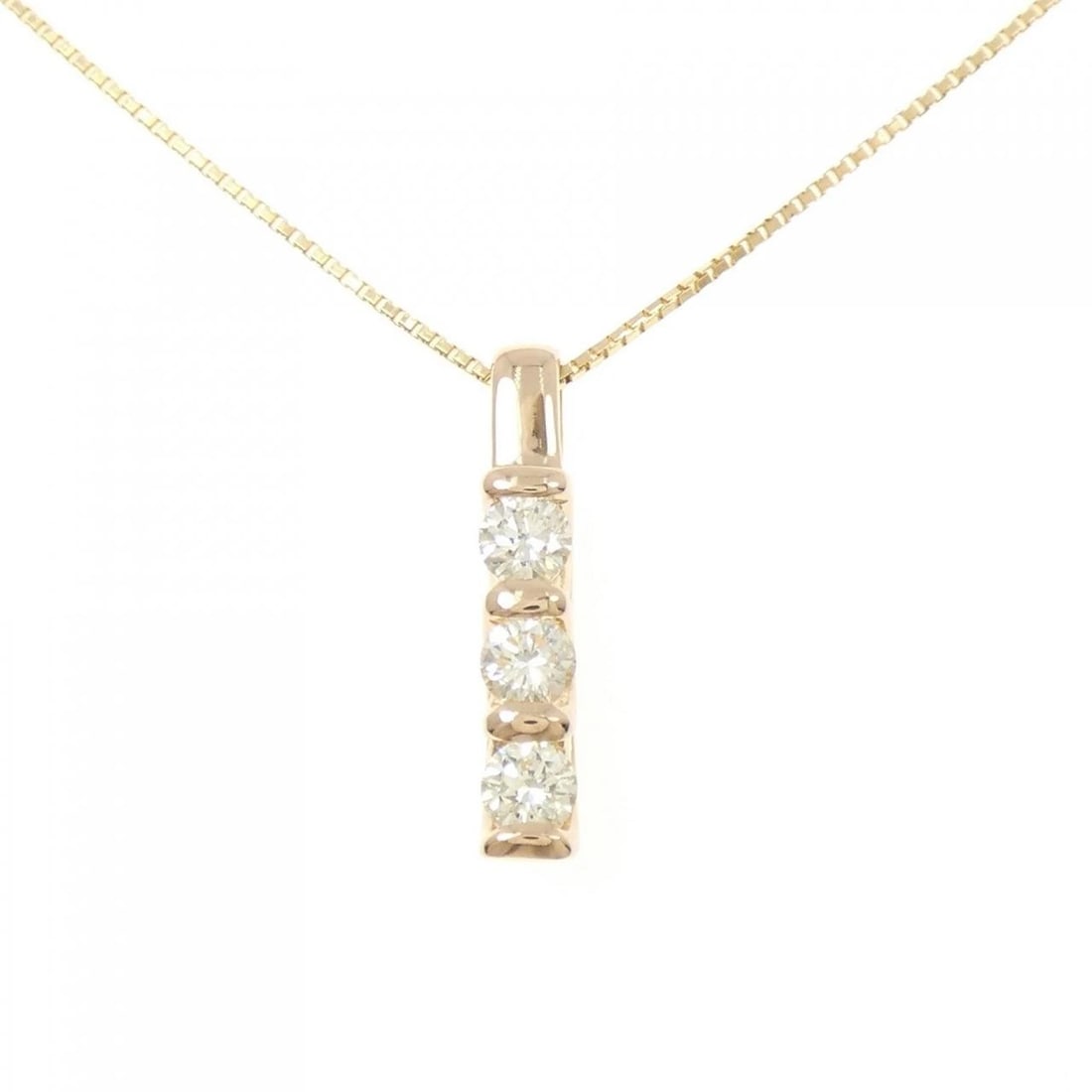 K18PG DIAMOND NECKLACE: K18PG Diamond Necklace Brand: Unbranded Type: Diamond Necklace Material: K18PG, Color: pink Size: Actual Size Pendant length approx. x width approx.: 18.3mmx3.2mm Chain maximum width approx.: