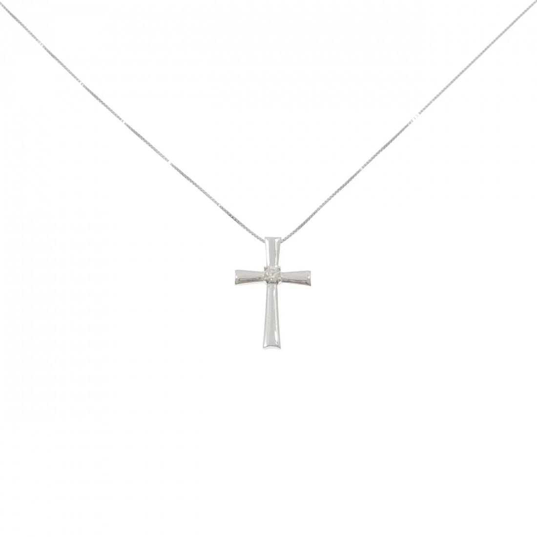 K18WG CROSS DIAMOND NECKLACE: K18WG Cross Diamond Necklace Brand: Unbranded Type: Diamond Necklace Material: K18 white gold, Main Stone/Creation natural Color: white gold Size: 40cm Actual Size Pendant length x width: