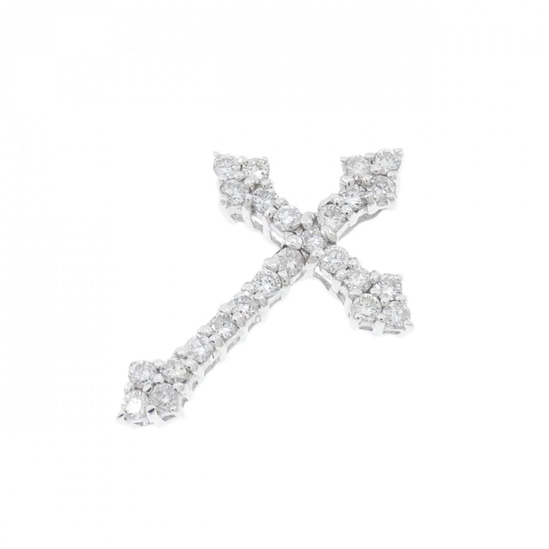 K18WG CROSS DIAMOND PENDANT: K18WG Cross Diamond Pendant Brand: Unbranded Type: Diamond Pendant/Brooch Material: K18 white gold, Color: white gold Size: Approx. length x width: 19.3mm x 13.2mm Accessories: None