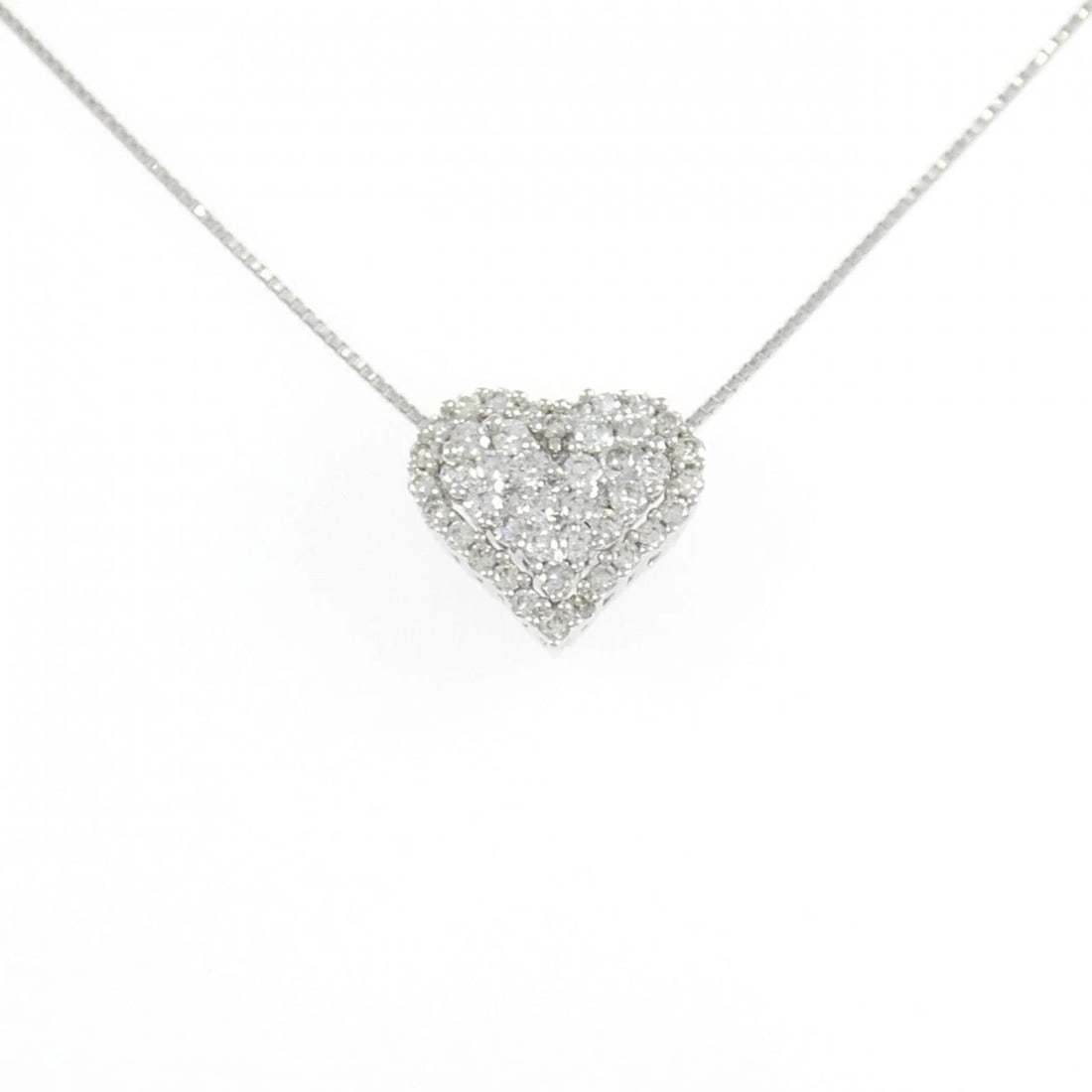 K18WG 2WAY HEART DIAMOND NECKLACE: K18WG 2WAY Heart Diamond Necklace Brand: Unbranded Type: Diamond Necklace Material: K18 white gold, Color: white gold Size: 45cm Actual Size Pendant length approx. x width approx.: 11.4mmx12.5mm C